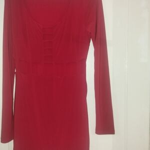 Symphony Bold Red Long Sleeve Dress